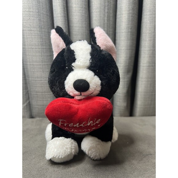 Aurora French Bulldog Plush Realistic Dog Heart French Kiss Stuffed Animal Toy - Picture 1 of 8